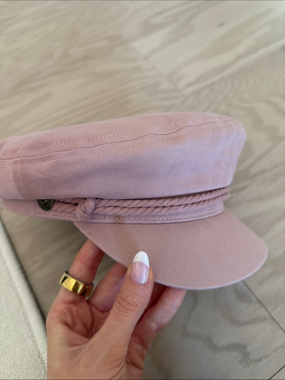 Brixton Women’s Pink Rope-Trim Baker Boy Cap